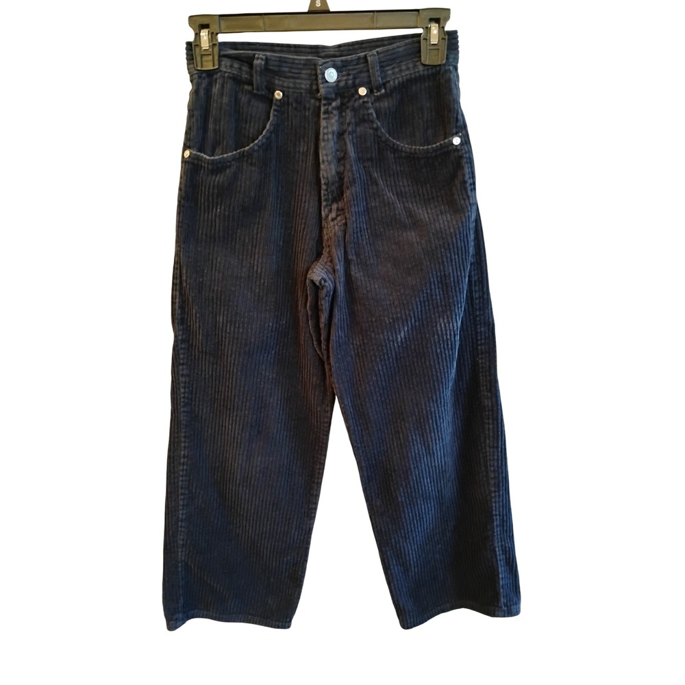 Utility Quality Clothing Navy Blue Corduroy Wide Leg Pants Size 12 Kids Vintage